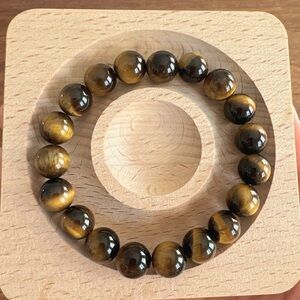 Natural Tiger Eye Stone Bracelet 10mm Handmade Beaded Energy Crystal Unisex Gift